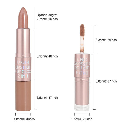 evpct 2 in 1 Nude Brown Glitter Metallic Shimmer Diamond Lipstick and Lip Gloss Set for Women Long Lasting Waterproof, Bronze Gold Sparkle Glitter Shiny Lipstick and Lip Liner Makeup Set, 03#