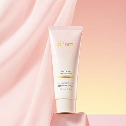 MAKE P:REM Collagen Moisture Cleansing Balm, Gentle Deep Cleansing Makeup Remover for Pore Tightening & Enhancing Skin Barrier, Korean Skin Care, 3.38 fl.oz, 100ml