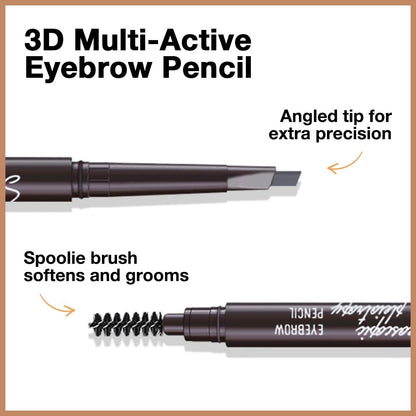 Retractable Eyebrow Pencils for Women, Waterproof Ash Gray Eye Brow Pen Brow Brush for Eye Makeup, Dual-Sided Soft Ultimate Definer Pencils, Fine Tip lapiz de cejas