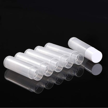 100 Sets Empty Lip Balm Tubes Bulk Round with Caps for DIY Lipstick Homemade, 3/16 OZ (5.5 ML), Clear, BPA Free, 100 Tubes and Caps