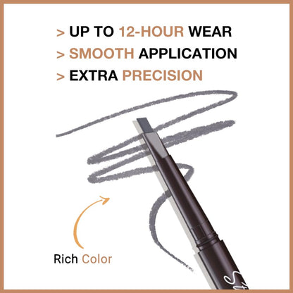 Retractable Eyebrow Pencils for Women, Waterproof Ash Gray Eye Brow Pen Brow Brush for Eye Makeup, Dual-Sided Soft Ultimate Definer Pencils, Fine Tip lapiz de cejas