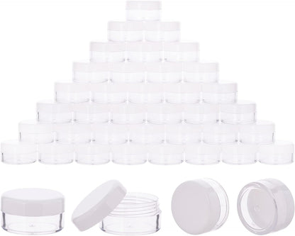 40Pcs 10 Gram Plastic Cosmetic Containers with Lids for Lotion, Creams, Toners, Lip Balms, Makeup Samples Jars BPA free (10g-40pcs, white)