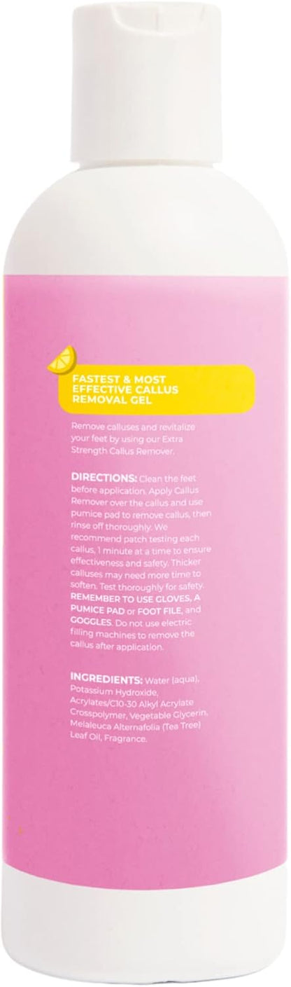 Cacee 8oz Foot Callus Remover with Tea Tree Oil, Lemon Scent for Foot Spa, Pedicure Soak, Foot Care, Athletes Foot Treatment, Cuticle and Callus Remover for Feet