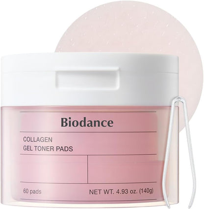 Biodance Collagen Gel Toner Pads, Pore Minimizer for Face, Improving Elasticity, Gentle Exfoliating Toner Pads for Sensitive Skin, Korean Skincareㅣ4.93 fl.oz.(140g)*60Pads