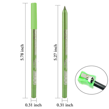 Kaely Gel Eyeliner Pencil for Women, Apple Green Eye Liner Waterproof Smudge Proof with Sharpener, Waterline Eye Makeup Liners, delineador de ojos contra el agua, Vegan & Cruelty-Free, 10