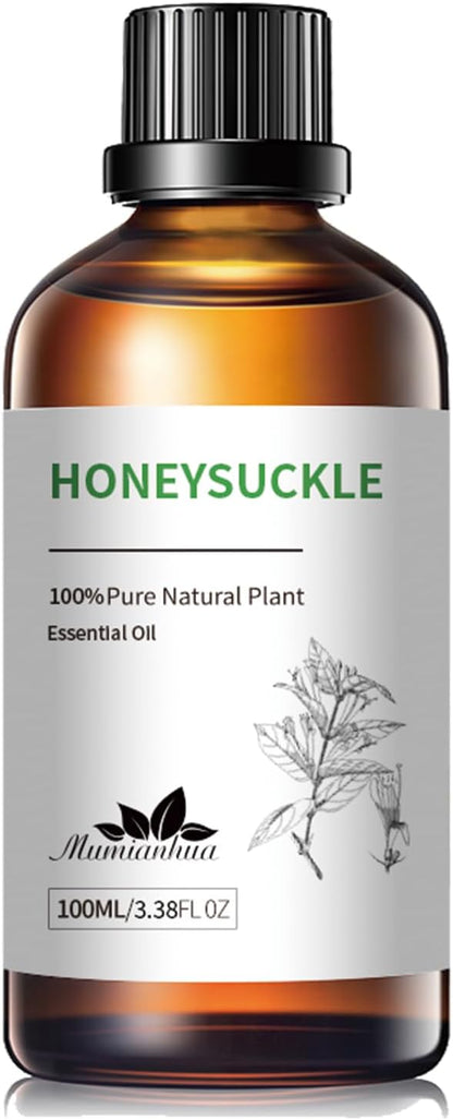 Mumianhua 100% Pure Honeysuckle Essential Oil - Therapeutic Grade Natural Honeysuckle Oil for Large Room Humidifier, Bedroom & Laundry | Floral for Diffuser, Skin & Candle,Perfume Crafts 3.38 Fl Oz
