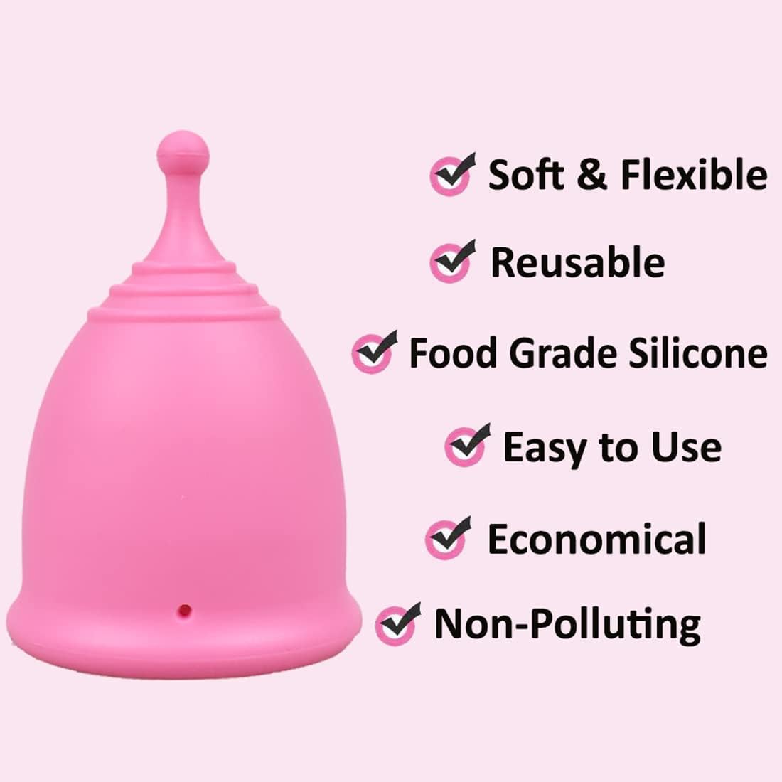 SHORDY Menstrual Cups Set of 2(Small+Large) with Box Soft Menstrual Cup & Flexible Period Cups for Women Upto 12 Hours Eco-Friendly & Safer Tampons Discs Pads Alternative Copa Menstrual (Pink)