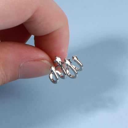 Star Spiral Hoop Earrings Silver Star Wrap Earrings Boho Cluster Star Studs Earrings Twist Ear Huggies Earrings Jewelry for Women and Girls