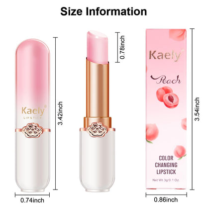 Kaely 3Pcs Peach Strawberry Blueberry Hydrating Lipstick Tinted Lip Balm, Color Changing PH Lipstick Makeup, Korean Magic Lip Stain Long Lasting Waterproof, labiales magicos 24 horas originales