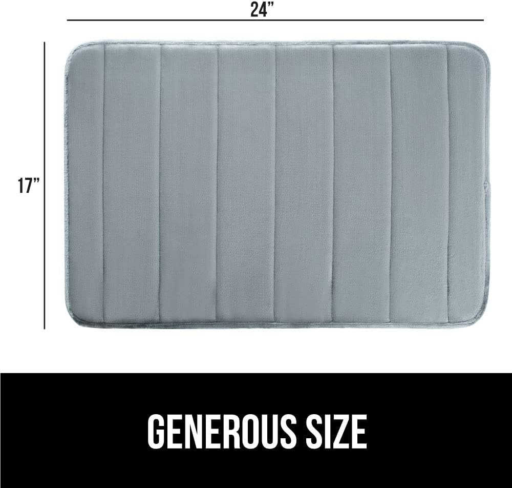 GORILLA GRIP Memory Foam Bath Mat, Soft Absorbent US Designed Bathroom Rug, Gripping Dots Machine Washable Bathmat, Cushioned Floor Mats, Shower Sink Rugs Room Décor Accessories, 24x17 Graphite Gray