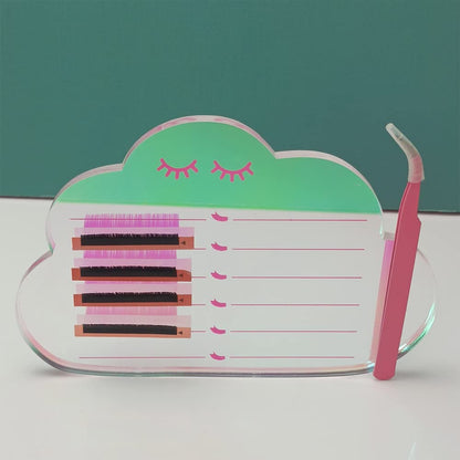 Grafting False Eyelash Acrylic Extension Pallet, Eyelash Extension Tweezers Plate Pad Makeup Palette Individual Training Tools Dazzling (Cloud-shaped C （5.9x3.94in）)