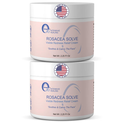 Rosacea Treatment for Face Skincare Cream for Women & Men (Pack of 2) - Gentle Moisturizer Redness Reducing Skin Care - with Aloe Vera & Hyaluronic Acid - Day-Night, Made in USA by e70 (2.25 fl. oz.)