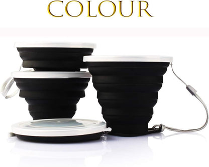 ME.FAN Silicone Collapsible Travel Cup - Silicone Folding Camping Cup with Lids - Expandable Drinking Cup Set - Portable, Graduated [9.22oz]