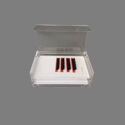 Two Layers Eyelash Grafting Pallet with Cover, Dust-proof Acrylic Lash Tile holder, Eyelash Extensions Storage Gasket Pads 2 Tiers for Beginners Beauty Artist Salon (White)