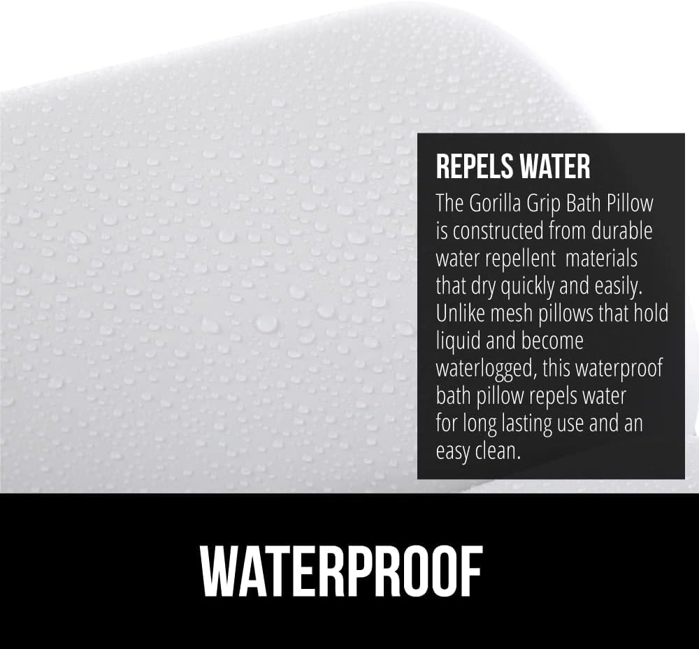 GORILLA GRIP Bath Pillow for Tub, Improved Suction Cups, Luxury Bathtub Pillows, Headrest for Neck and Back Support, Relaxing Home Spa, Hot Tubs and Bathroom Essentials, Gifts for Women, 2 Panel White