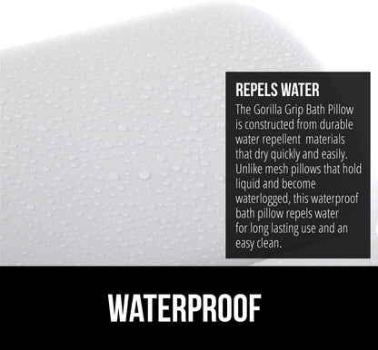 GORILLA GRIP Bath Pillow for Tub, Improved Suction Cups, Luxury Bathtub Pillows, Headrest for Neck and Back Support, Relaxing Home Spa, Hot Tubs and Bathroom Essentials, Gifts for Women, 2 Panel White