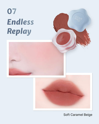 DEARMAY Pure Falling Mood Lip Pot No. 07 Endless Replay 0.23 Oz. Vegan Lip Stain Lip & Cheek Multi-Use Tint With Hydrating Formula for Smooth Soft Blend Without Dryness or Fine Lines, Korean Makeup