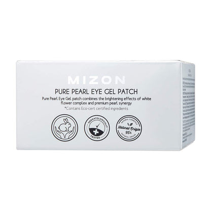 MIZON Pure Pearl Eye Gel Patch with Pearl, Diamond Powder, and Niacinamide for Radiance, Firming, and Nourishment – 60pcs – Improves Dark Circles and Luminosity