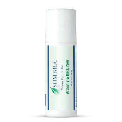 Sombra Warm Pain Relief Gel, Warm Relief for Arthritis and Chronic Pain Pre-Workout Muscle Rub Vegan Formula Free of Artificial Fragrances, Dyes, NSAIDs, Wax, Petroleum, Alcohol - 3oz Roll-On