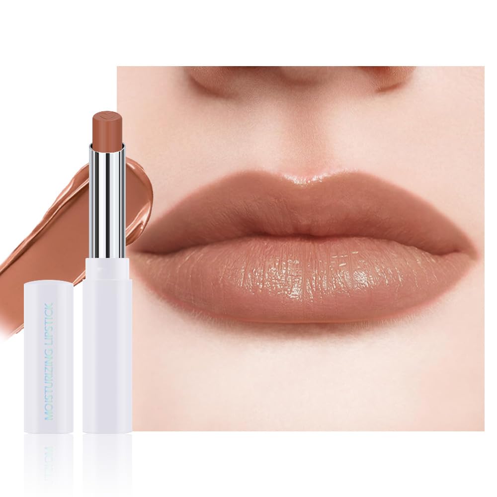 Nude Brown Tinted Lip Balm, Hydrating Sheer Soft Matte Finish Lipstick for Women, Creamy Natural Color Lip Tint Balm Lightweight And Non-greasy Lip Glow Long Lasting Waterproof for Dry Lips 02#