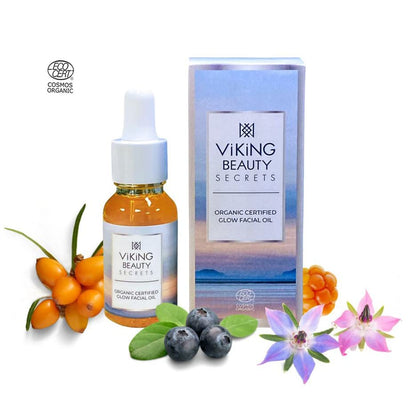 Glow Facial Oil - Organic Face Oil with Blend of 11 Certified Organic Oils and Extracts - Hydrating Face Oil with Nordic Berries - Face Oil for Women and Men - 0.5 fl oz