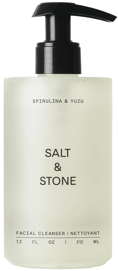 Salt & Stone Facial Cleanser for Women & Men, Spirulina & Yuzu Gentle Facial Wash with Hyaluronic Acid, Squalane, For All Skin Types, Vegan, Cruelty Free, 7.2 oz
