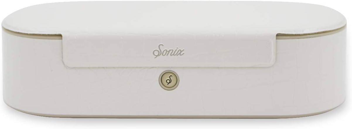 Sonix Beyond UV+O3 Sanitizer Box and Universal Charger UV and Ozone Disinfector for Phone, Mask, Makeup Brush, Nail Tool (White Croc)