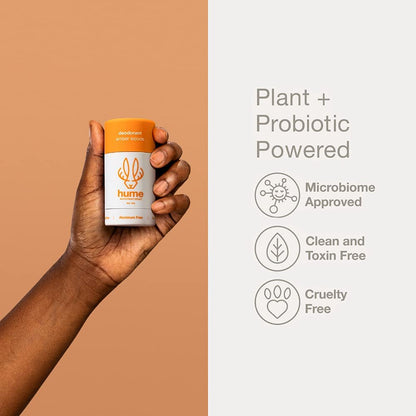 Hume Supernatural Aluminum Free Deodorant for Women & Men - Safe for Sensitive Skin - Probiotic, Plant-Based, Baking Soda Free, Aloe, & Cactus Flower, Anti Sweat, Stain & Odor - Amber Woods, 3-Pack