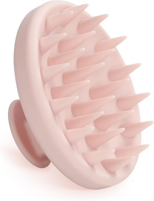 Silicone Scalp Massager, Scalp Scrubber for Hair Growth with Soft Bristles, Scalp Exfoliator Brush Dandruff Removal Shampoo Brush for Wet Dry Scalp Care (Light Pink)
