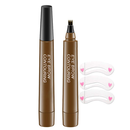 Eyebrow Ink Pencil by Brow Stylist -Micro 4 Point Brow Pen Lift & Snatch 2 Eyebrow Pen Kits with 3 Eyebrow Stencil Long-Lasting Waterproof Natural Eyebrow Hair (B-2Pc 01# Light brown)