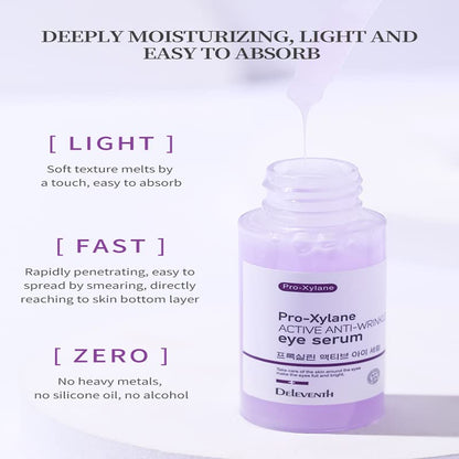 DEleventh Korean Brand Pro-Xilane Active Anti-Wrinkle Eye Serum 30ml / Anti-Aging, Reduces Puffiness, Dark Circles, & Firms Skin, Hydrating, Brightening, and Revitalizing Formula for Youthful Eyes