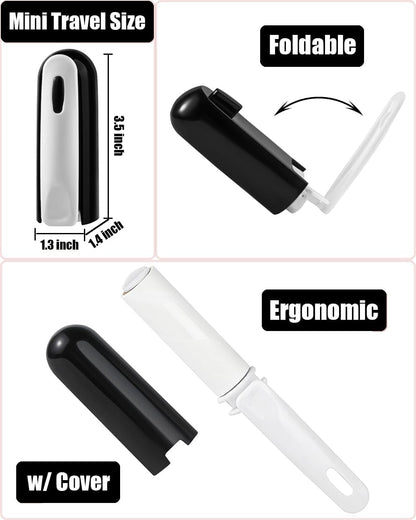 Travel Lint Roller Mini Foldable Lint Remover with Cover and 4 Refills Total 150 Extra Sticky Sheets On The Go Lint Roller for Men Women Traveling Essentials (Black)