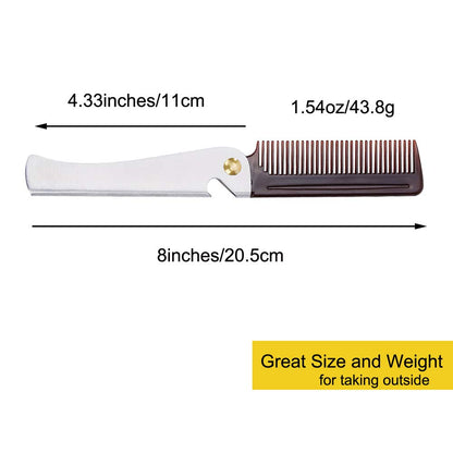 Stainless Steel Folding Comb, Pocket Comb for Men and Women, Silver