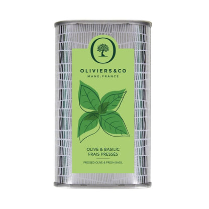 Fresh Basil Olive Oil by Oliviers & Co. | Cold Pressed Extra Virgin Olive Oil | Everyday and Cooking EVOO from Italy | Gourmet Flavored Oil in Tin Can | (16.8 Fl Oz (Pack of 1), Fresh Basil)