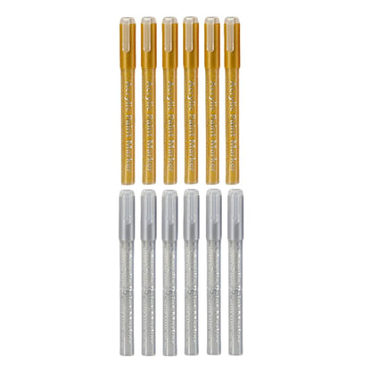 6 Gold and 6 Silver Nail Polish Pens set, Nail Art Pen, Nail Pencil, DIY Drawing Painting Pen, for Nails DIY (6 Gold+6 Silver)