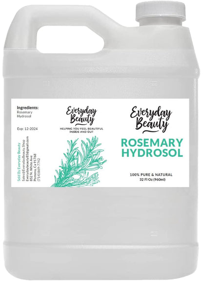 Rosemary Hydrosol - Bulk 32 Fl Oz - Alcohol-Free Vegan All Natural Refreshing for Face, Scalp & Hair - Uplifts, Calming & Soothing for All Skin Types…