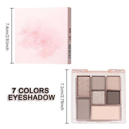 Nude Brown 7Colors Eyeshadow Makeup Palette with Mirror,Natural Neutral Eye Shadow Palettes for Older Women,Long Lasting Naturing-Looking,Lightweight,Waterproof,Eye Makeup Kit Travel Size,Vegan