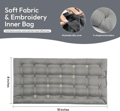 Microwavable Heating Pad with Washable Cover, 8 x 18 Microwave Heating Pad for Neck and Shoulders, Moist Heat Bean Bag Warm Compress for Knee, Joints, Wrist, Abdomen (Dark Gray)