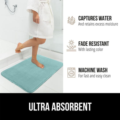 GORILLA GRIP Memory Foam Bath Mat, Soft Absorbent Velvet Bathroom Mats, Durable Dots on Underside, Machine Washable Bathmat, Carpet Rug Room Decor for Shower Tub Floor RV, 30x20 Rugs, Seablue