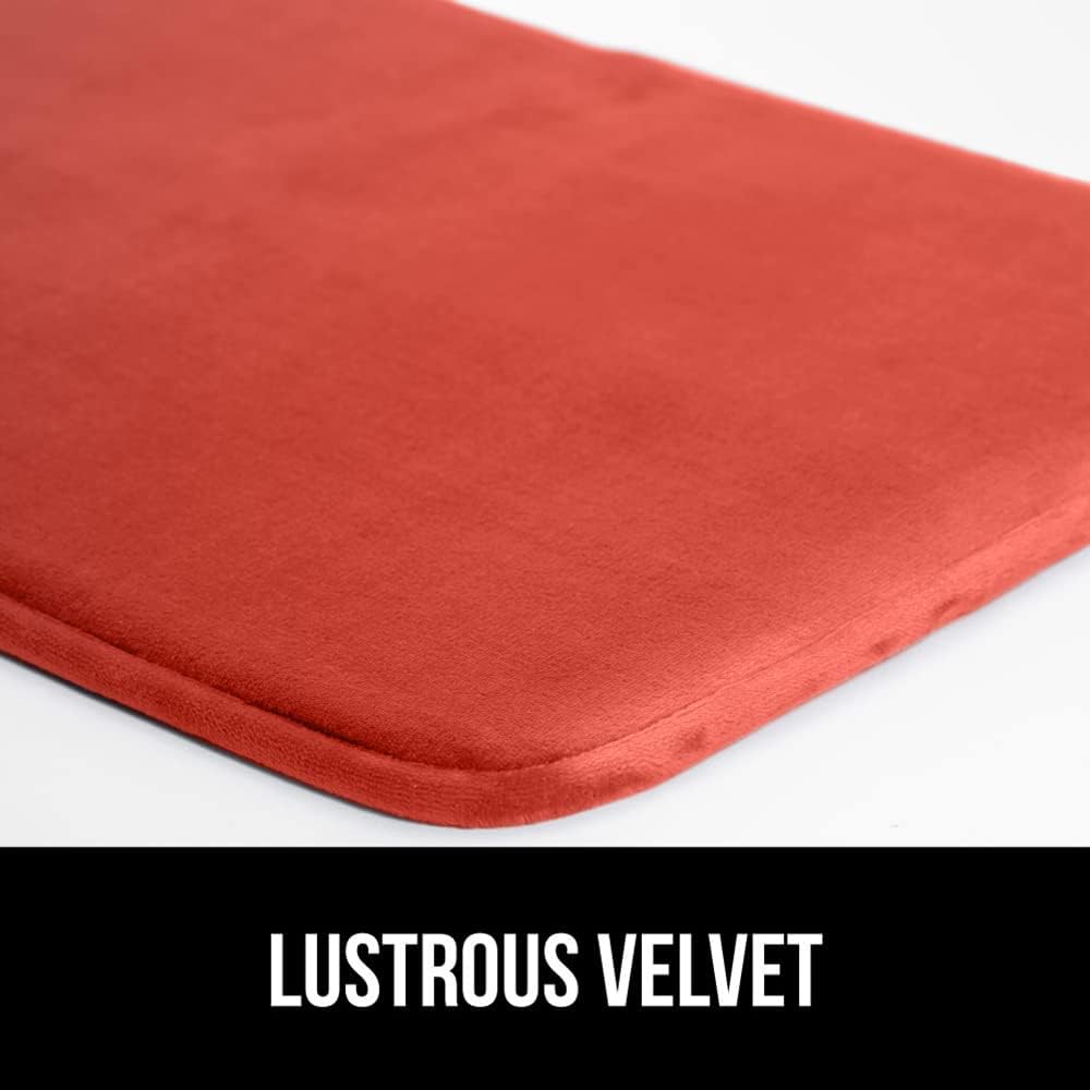 GORILLA GRIP Memory Foam Bath Mat, Soft Absorbent Velvet Bathroom Mats, Durable Dots on Underside, Machine Washable Bathmat, Carpet Rug Room Decor for Shower Tub Floor RV, 30x20 Rugs, Coral