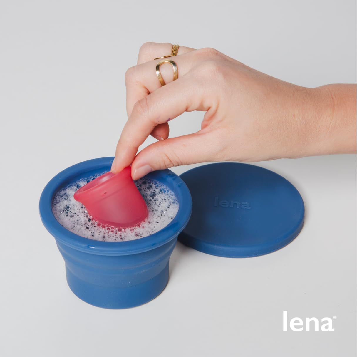 Lena Menstrual Cup Sterilizer Case, Compact, Collapsible Silicone Container for Cleaning Period Cup & Menstrual Disc, Travel, Home and Dorm, Menstrual Cup Cleaner, Feminine Care, Light Purple