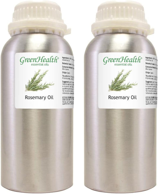 2 Bottles - 16 fl oz Rosemary Essential Oil (100% Pure & Uncut), Aluminum Bottle - GreenHealth