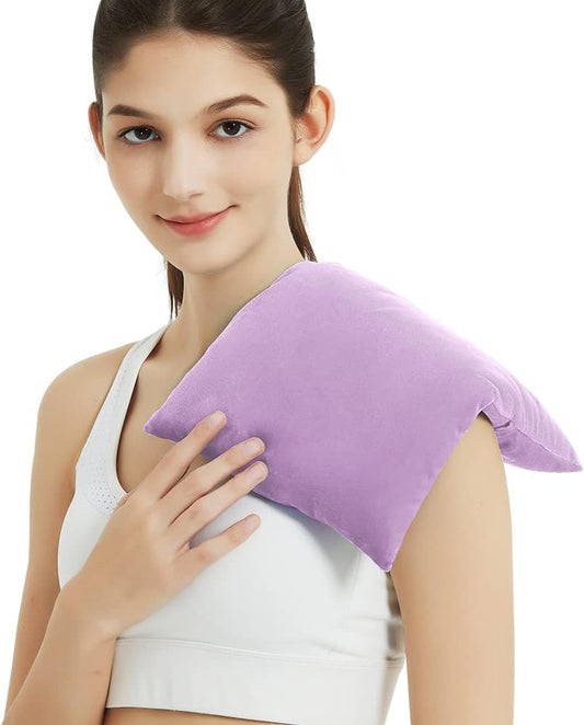 Heating Pad Microwavable with Washable Cover, 8 x 12 Multipurpose Microwave Heating Pad for Neck and Shoulders, Moist Heat Bean Bag Warm Compress for Knee, Muscles, Joints, Wrist, Abdomen (Purple)