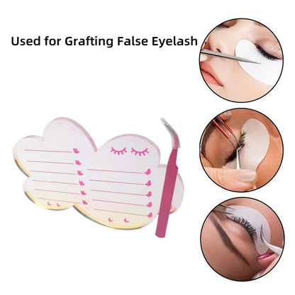 Grafting False Eyelash Acrylic Extension Pallet, Eyelash Extension Tweezers Plate Pad Makeup Palette Individual Training Tools Dazzling (Cloud-shaped A （5.51x3.94in）)