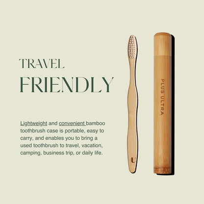Plus Ultra Kids Portable Bamboo Toothbrush Case | Suitable for Travel & Camping | Plastic Free | Toothbrush Holder with Ventilated Design Made of 100% Compostable Bamboo Materials