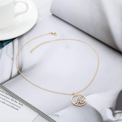 Jovono Boho Fashion Wave Pendant Necklaces Dainty Necklace Chain Jewelry for Women and Girls