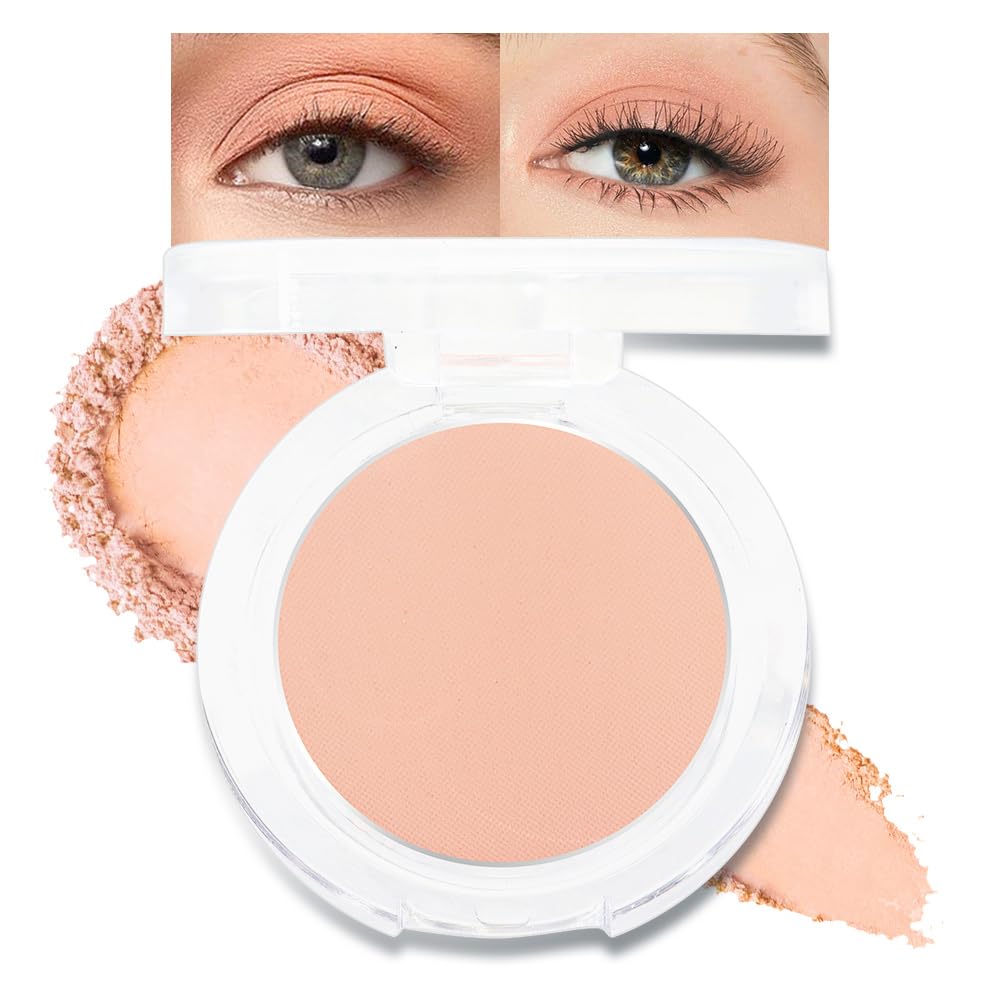 Single Mini Pressed Eyeshadow Makeup Palette, Nude Skin Color Sparkle Shimmer Glitter Monochrome Cream Eye shadows Palette Brightener Makeup for Older Women, Pigmented Waterproof 02#