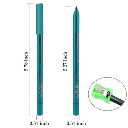 evpct Teal Eyeliner Pencils for Eyes, Blue Green Colored Eye Liner Pencil Pen Makeup Waterproof Smudge Proof, Colored Gel Waterline Eyeliner Liquid, Face Eye Paint Stick Halloween Makeup 15