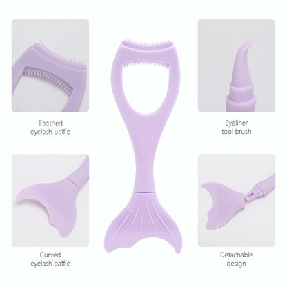 Tbestmax 2 in 1 Mascara Eyeliner Guard, Silicone Mascara Lash Shield Applicator, Eyelash Comb Purple 2 Pcs