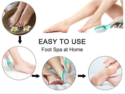 6 Pcs Foot Brush for Shower with Handle 2 in 1, Ooloveminso Large Foot Pumice Stone Brush Scrubber Foot File Calluses Remove Suitable for Horniness Foot Spa, Foot Care Smooth Skin (Green)